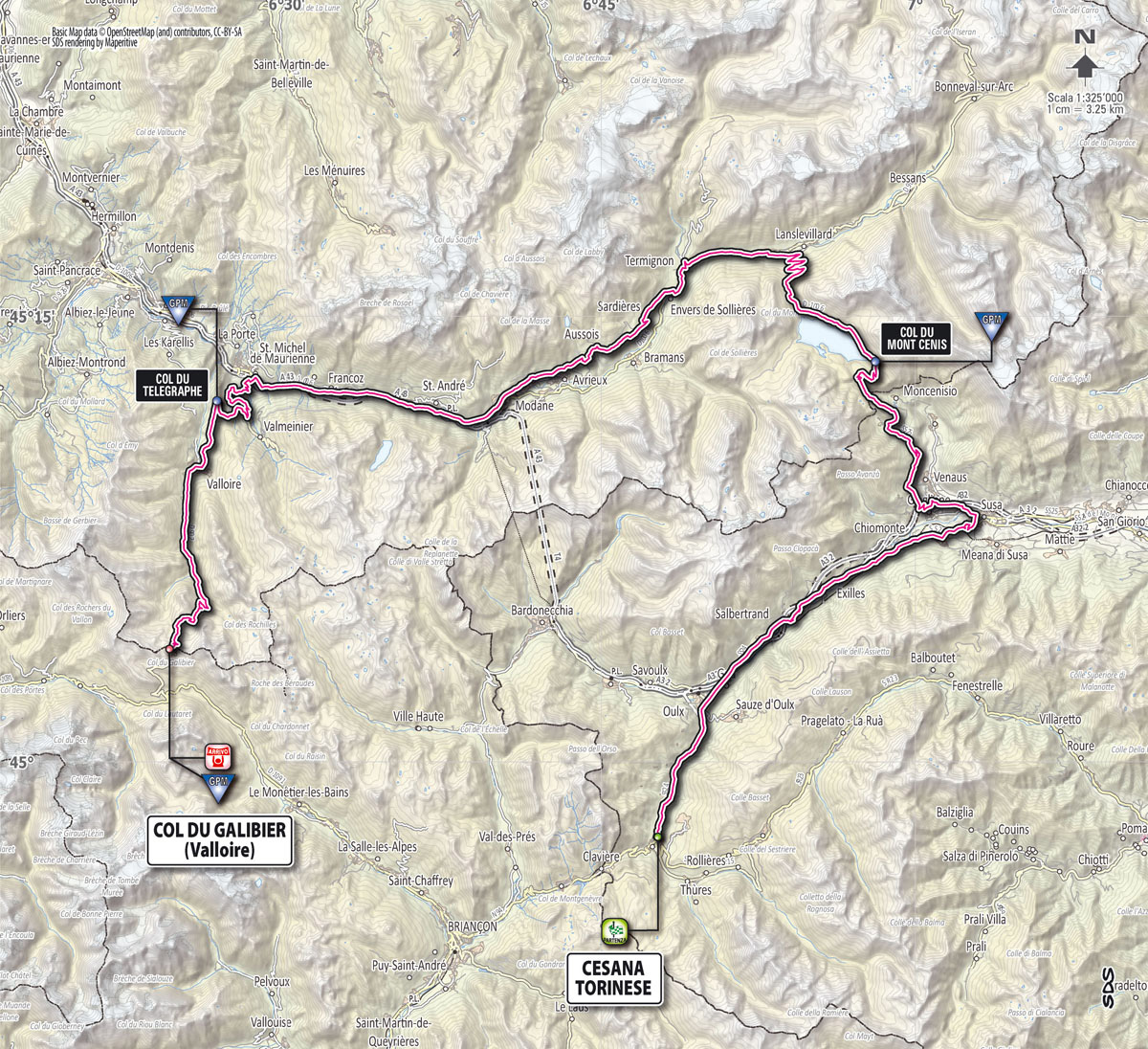 Giro d'Italia 2013 stage 15 map