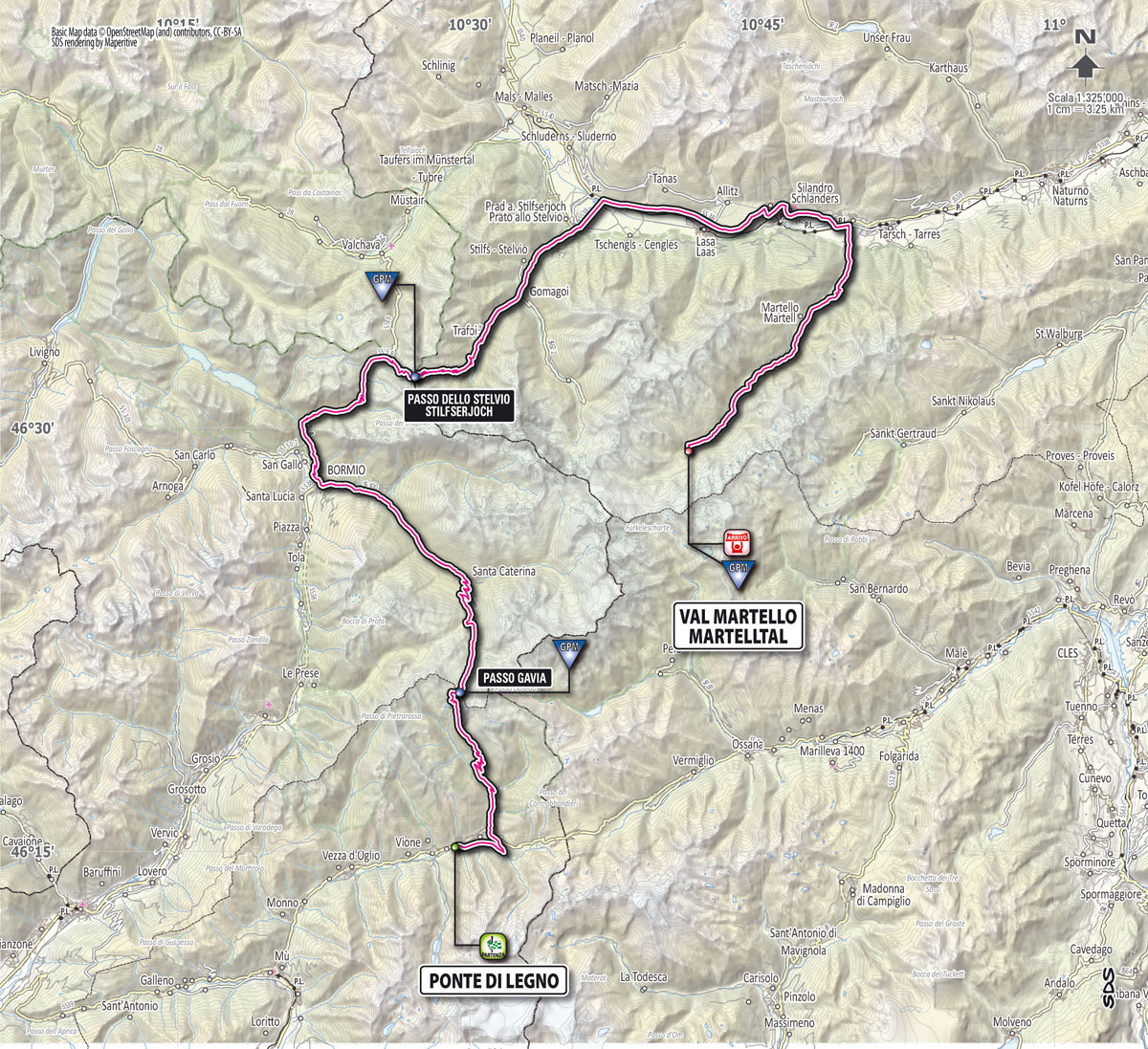Giro d'Italia 2013 stage 19 map