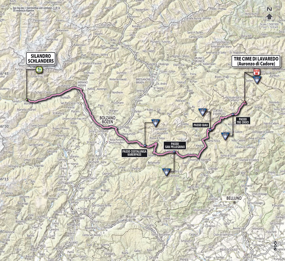 Giro d'Italia 2013 Stage 20 map