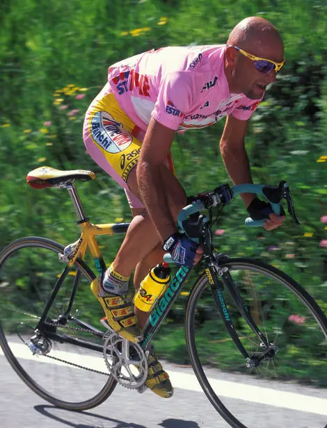 Marco Pantani's aerodynamic position.