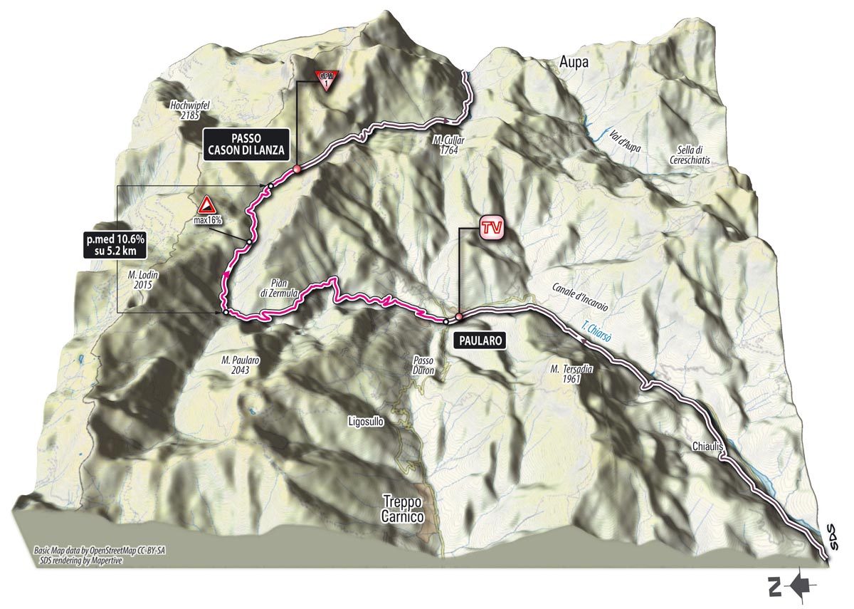 Giro d'Italia 2013 stage 10, Passo Cason di Lanza map