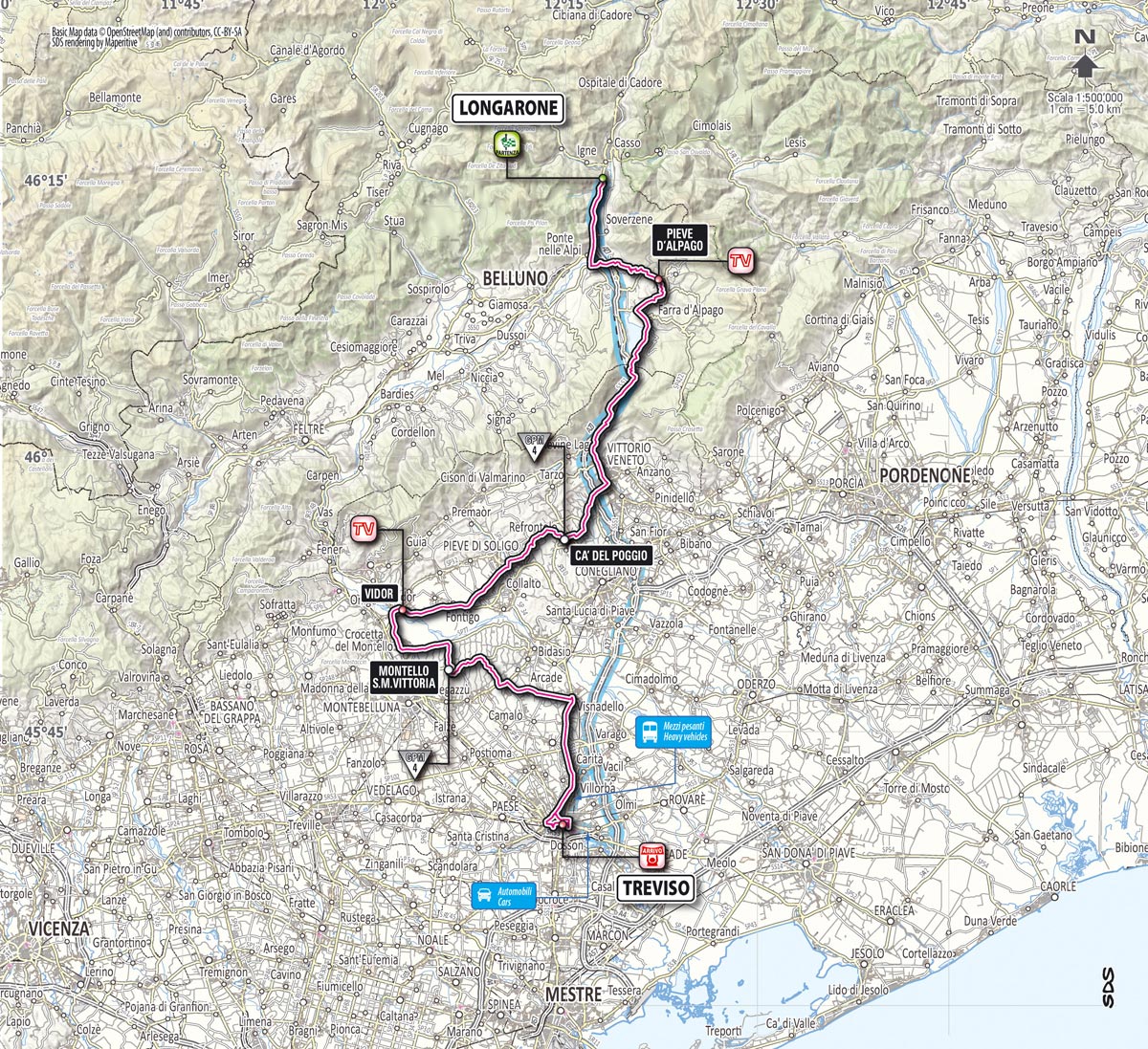 Giro d'Italia 2013 stage 12 map