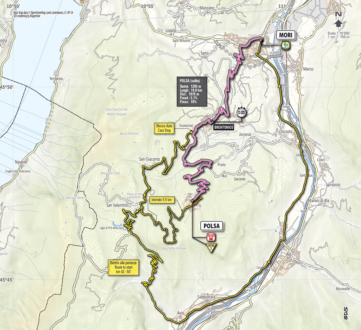Giro d'Italia 2013 stage 18 map