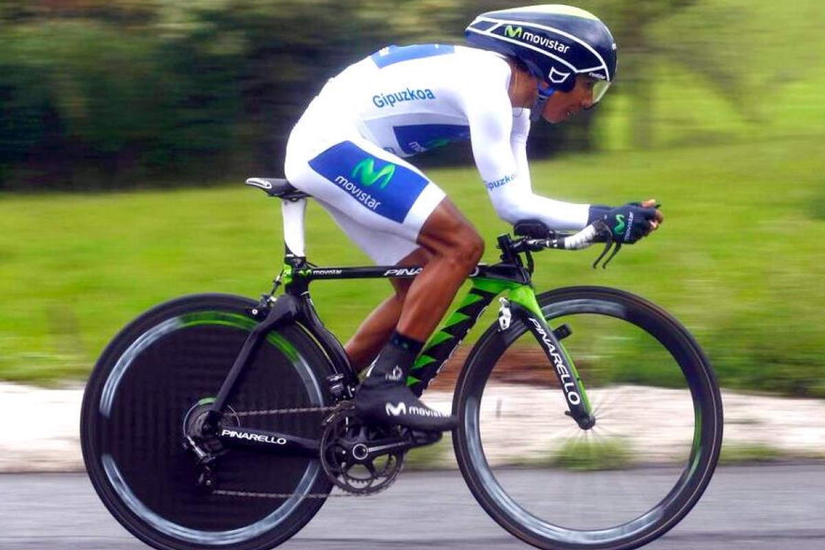 Nairo Quintana (Movistar) time trialing at Vuelta al Pais Vasco (Tour of the Basque Country) 2013