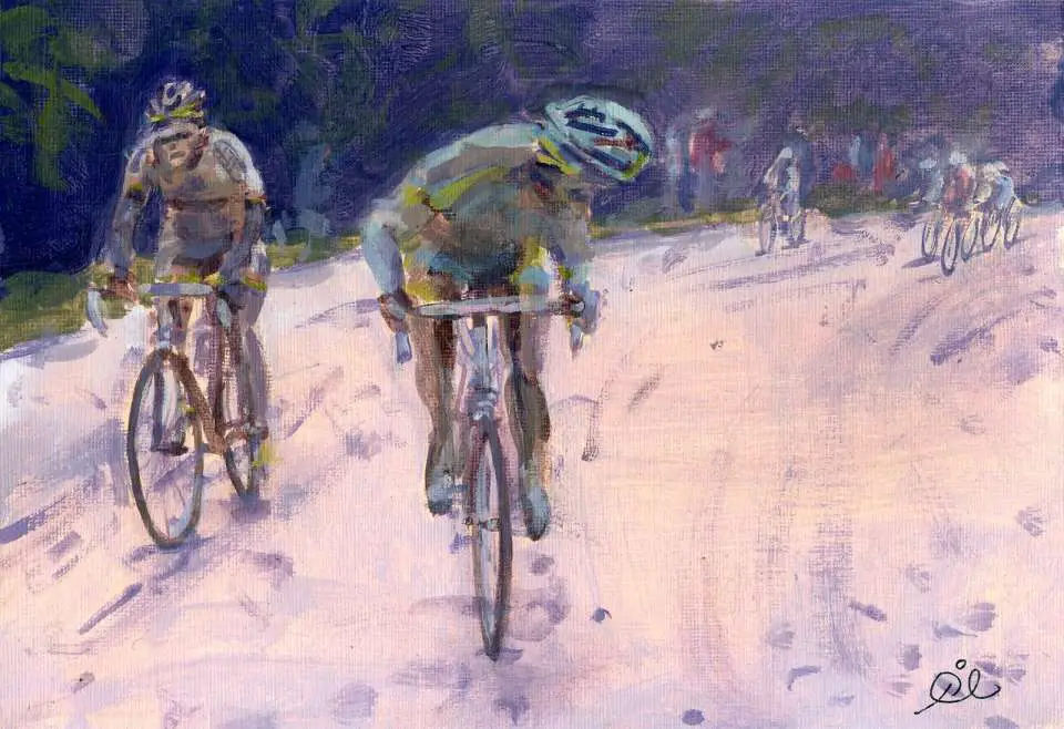 Quote of the day from Dino Buzzati Strade Bianche (2010 Giro d'Italia) painting