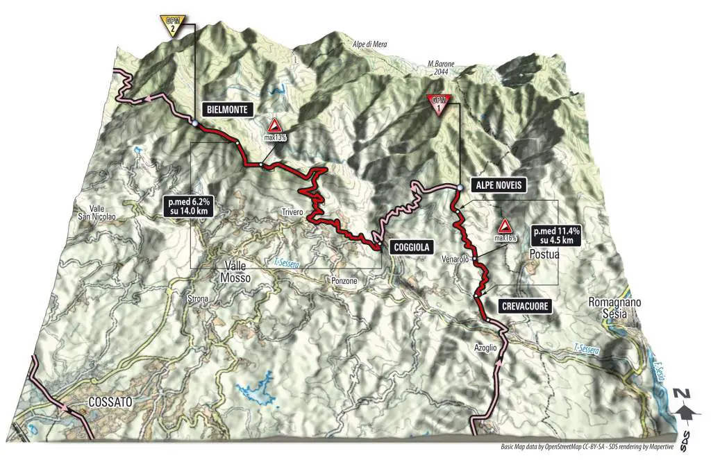 Giro d'Italia 2014 stage 14 climb details - Alpe Noveis / Bielmonte