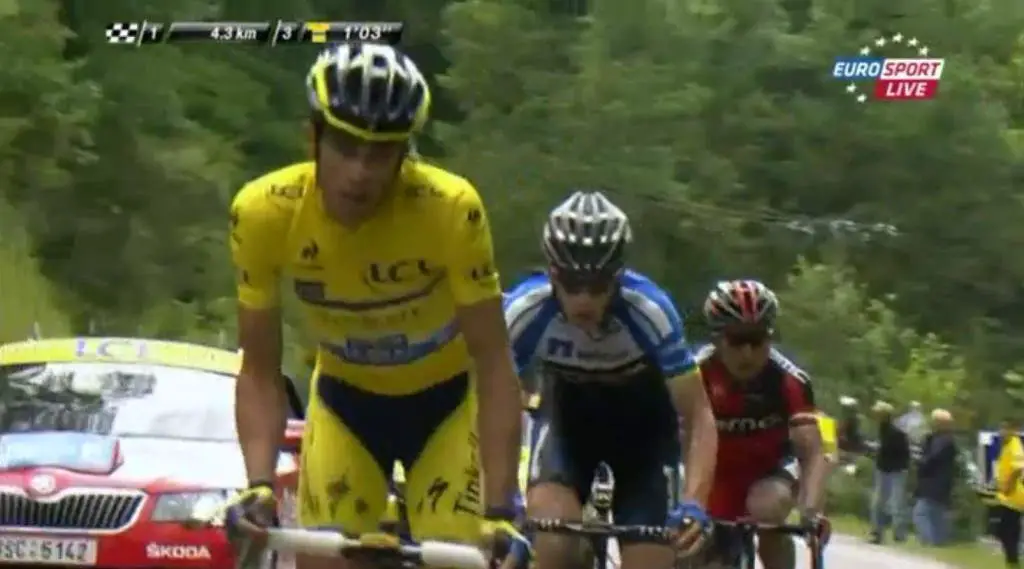 2014 Critérium du Dauphiné stage 8 - Alberto Contador (Tinkoff-Saxo) leading the second chasing group