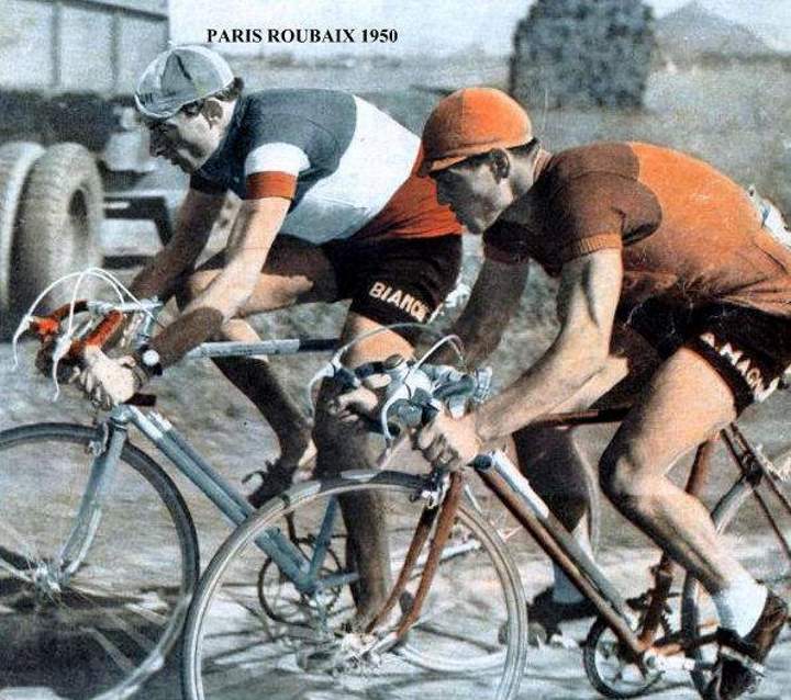 Fausto Coppi riding with Maurice Diot, Paris-Roubaix 1950