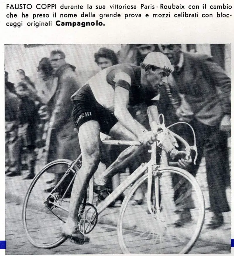Fausto Coppi on his way to winning the 1950 Paris-Roubaix