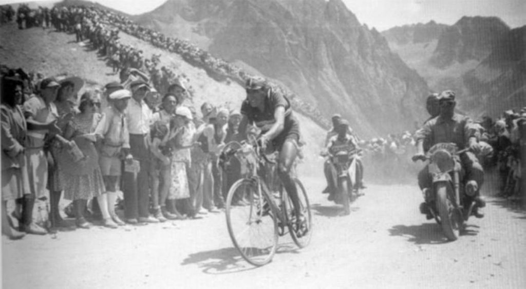 Fausto Coppi climbing Col du Tourmalet, 1949 Tour de France, stage 12