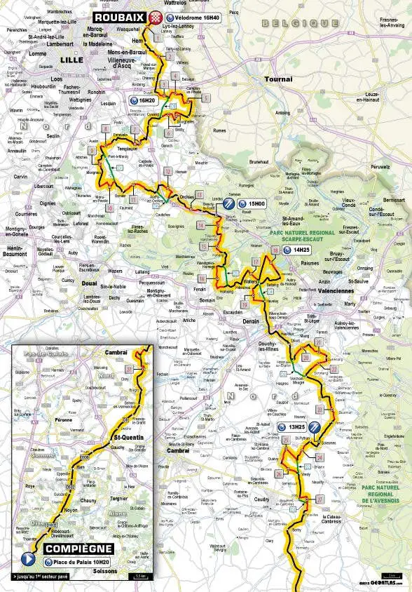 Paris-Roubaix 2013 route map