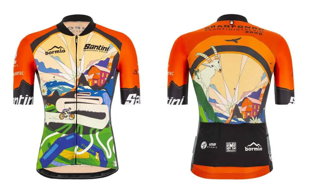 2020 Granfondo Stelvio Santini jersey, front and rear