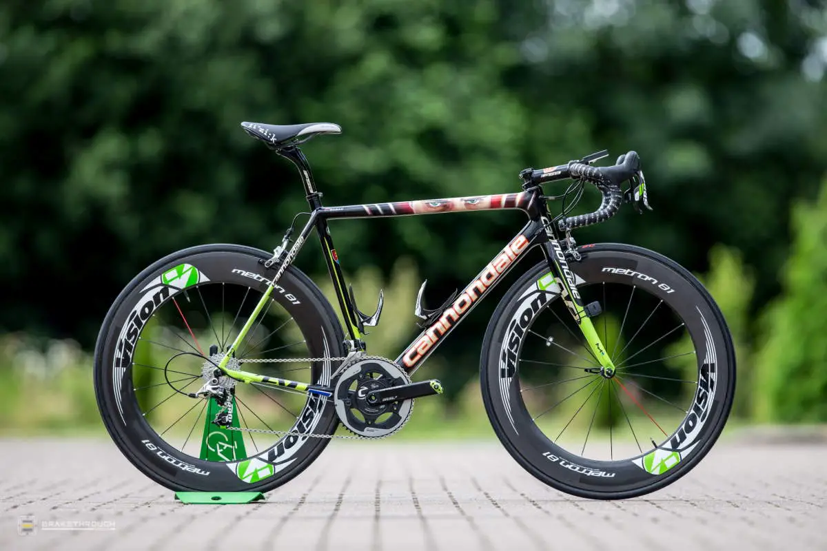 Peter Sagan’s custom-painted Cannondale EVO bike for the Tour de France 2014