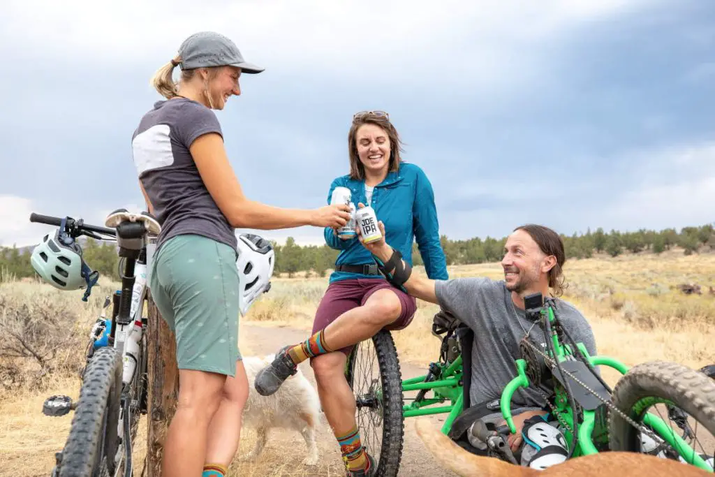 Drinking And Cycling - Mountain bikers