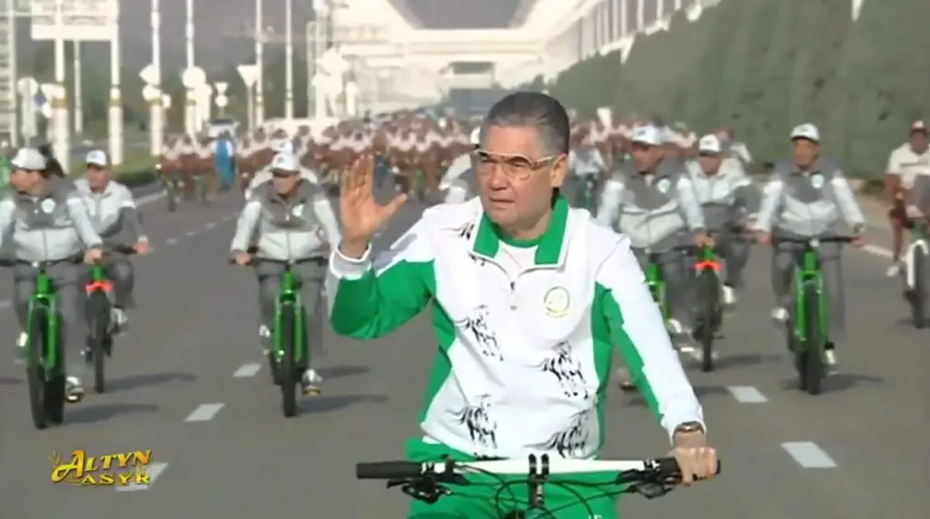Turkmenistan president went for a bicycle ride
