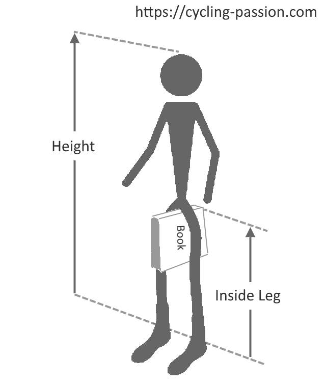 Measuring the height of the inside leg and the overall height of a cyclist.