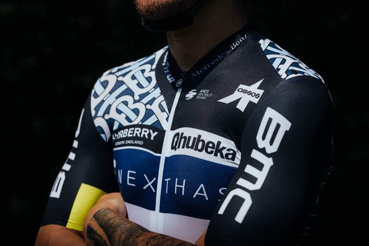 Team Qhubeka NextHash Tour de France 2021 kit. Assos & Burberry