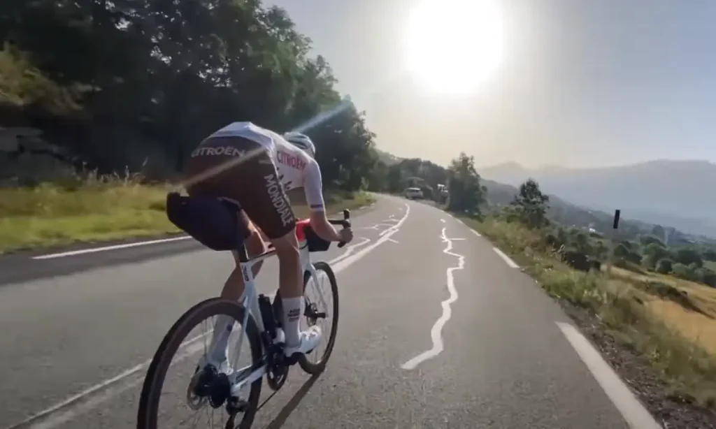 Cyclist going downhill