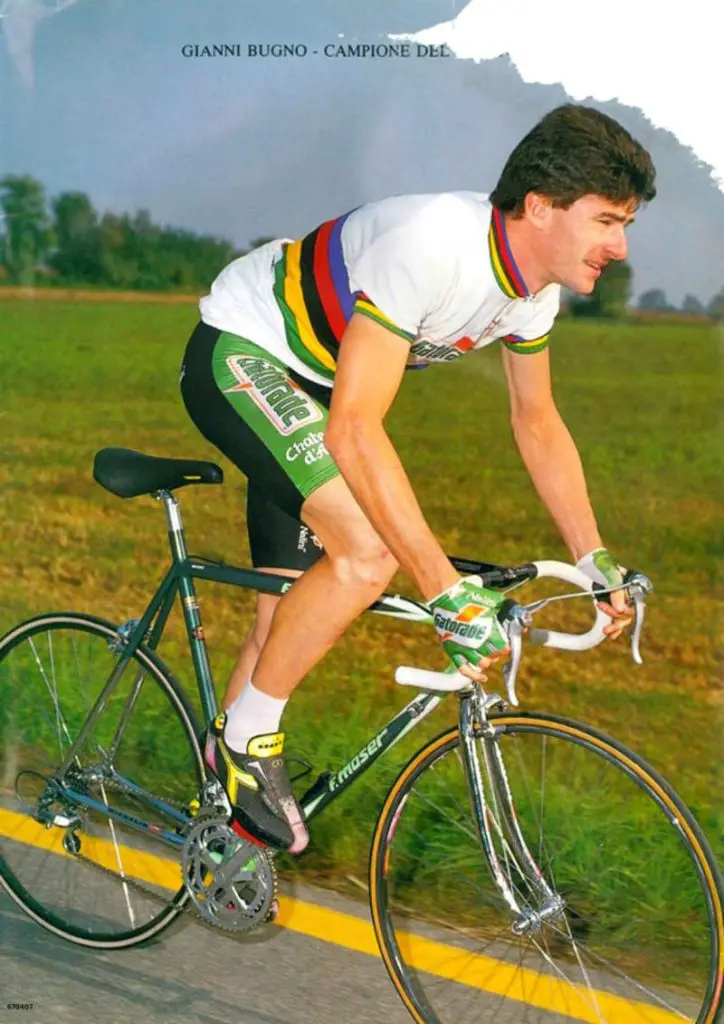Gianni Bugno now riding his 1991 Gatorade-Chateau d'Ax liveried Moser Leader
