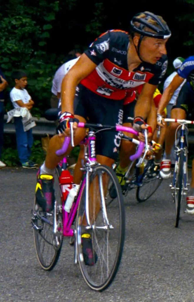 Mauro Santaromita riding his 1990 Chateau d'Ax-Salotti Race Bike